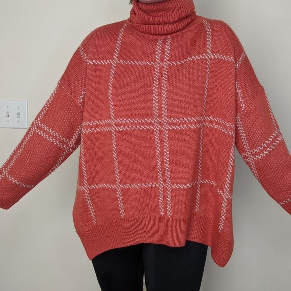 Vintage Orange Chunky Cowl Neck Sweater Dress - Picture 1 of 4